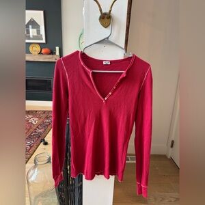 Splendid Deep Red Long Sleeve Top